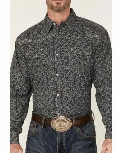Cowboy Hardware Men's Bramble Floral Print Embroidered Long Sleeve Snap Western Shirt  Black -Cowboy Hardware Shop 2000360857 001 P3