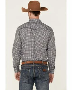 Cowboy Hardware Men's Wavy Square Geo Print Long Sleeve Snap Charcoal Western Shirt  -Cowboy Hardware Shop 2000360858 022 P4