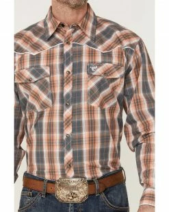 Cowboy Hardware Men's Hermosillo Large Plaid Long Sleeve Snap Western Shirt Orange 9 Cowboy Hardware Men's Hermosillo Large Plaid Long Sleeve Snap Western Shirt Orange -Cowboy Hardware Shop 2000360863 800 P3