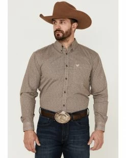 Cowboy Hardware Men's Basket Weave Print Long Sleeve Button-Down Western Shirt  Beige/khaki -Cowboy Hardware Shop 2000360864 250 P1 1
