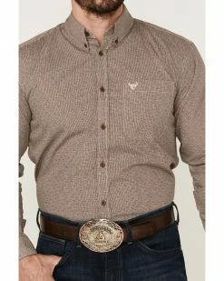 Cowboy Hardware Men's Basket Weave Print Long Sleeve Button-Down Western Shirt  Beige/khaki -Cowboy Hardware Shop 2000360864 250 P3