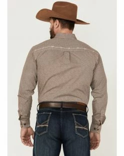 Cowboy Hardware Men's Basket Weave Print Long Sleeve Button-Down Western Shirt  Beige/khaki -Cowboy Hardware Shop 2000360864 250 P4