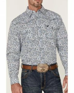 Cowboy Hardware Men's Range Floral Paisley Print Long Sleeve Snap Western Shirt White -Cowboy Hardware Shop 2000360866 100 P3