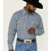 Cowboy Hardware Men's Six Star Geo Print Long Sleeve Snap Western Shirt  Navy