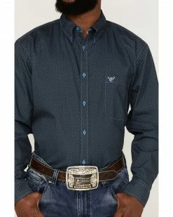 Cowboy Hardware Men's Squiggly Diamond Star Geo Print Long Sleeve Western Shirt Navy 9 Cowboy Hardware Men's Squiggly Diamond Star Geo Print Long Sleeve Western Shirt Navy -Cowboy Hardware Shop 2000360869 410 P3