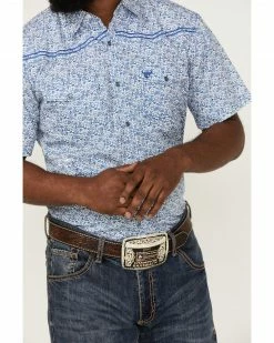 Cowboy Hardware Men's Bramble Floral Print Embroidered Short Sleeve Snap Western Shirt  Blue -Cowboy Hardware Shop 2000360870 400 P3