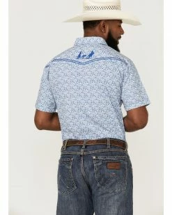 Cowboy Hardware Men's Bramble Floral Print Embroidered Short Sleeve Snap Western Shirt  Blue -Cowboy Hardware Shop 2000360870 400 P4