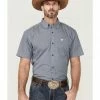 Cowboy Hardware Men's Basket Weave Short Sleeve Button-Down Western Shirt  Blue -Cowboy Hardware Shop 2000360871 400 P1