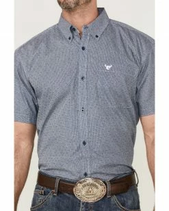 Cowboy Hardware Men's Basket Weave Short Sleeve Button-Down Western Shirt Blue 9 Cowboy Hardware Men's Basket Weave Short Sleeve Button-Down Western Shirt Blue -Cowboy Hardware Shop 2000360871 400 P3