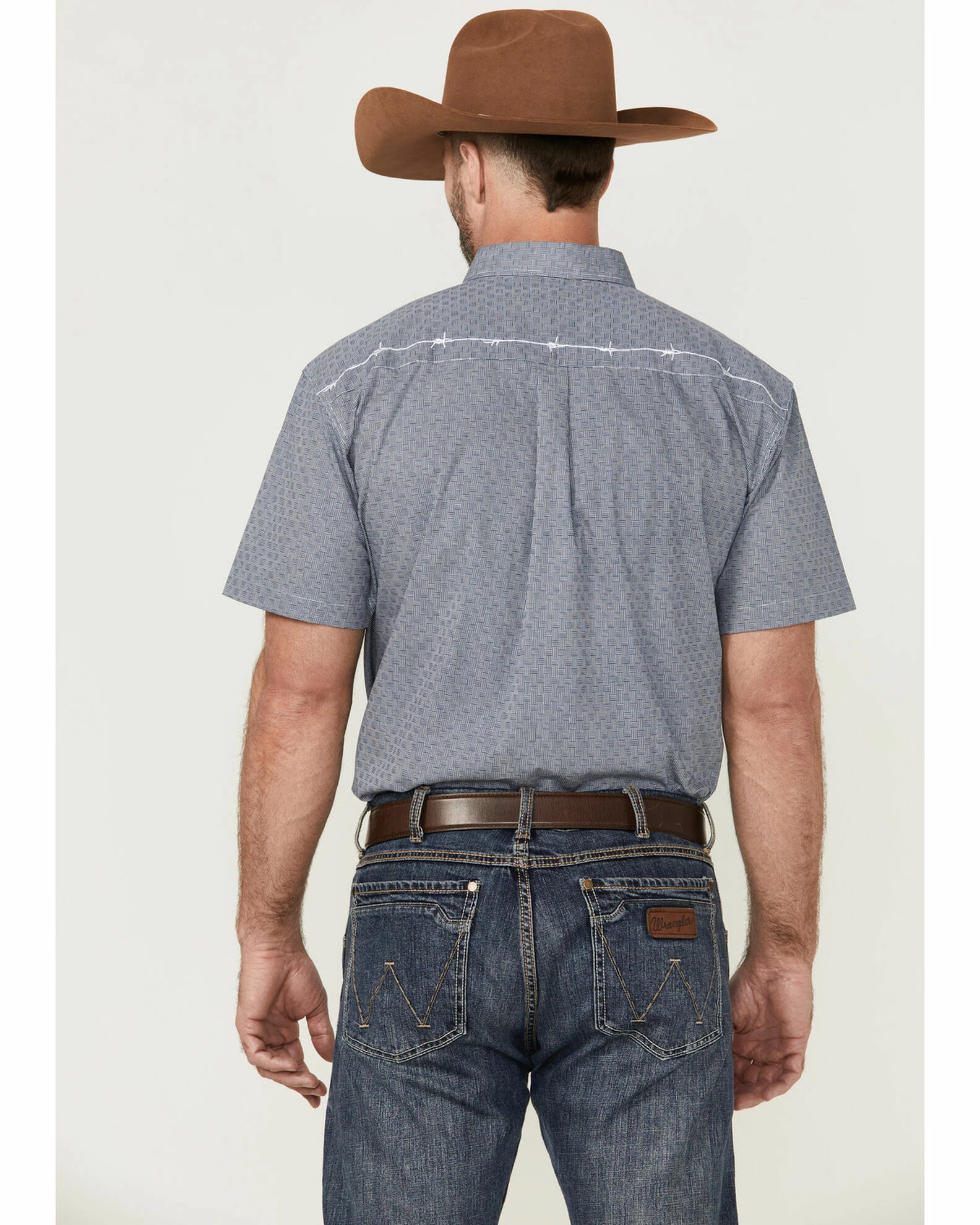 Cowboy Hardware Men's Basket Weave Short Sleeve Button-Down Western Shirt Blue 6 Cowboy Hardware Men's Basket Weave Short Sleeve Button-Down Western Shirt Blue - Image 4