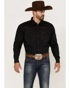 Cowboy Hardware Men's All-Over Skull Print Snap Long Sleeve Western Shirt  Black -Cowboy Hardware Shop 2000360876 001 P1 1