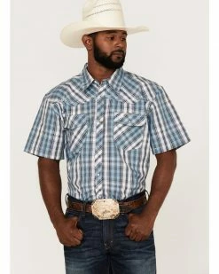 Cowboy Hardware Men's Steel Arroyo Large Plaid Short Sleeve Snap Western Shirt 