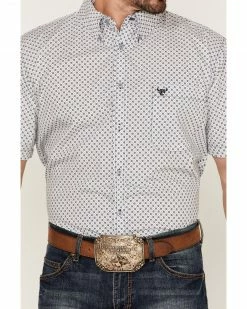 Cowboy Hardware Men's Squiggly Diamond Star Geo Print Western Shirt  White -Cowboy Hardware Shop 2000360879 100 P3