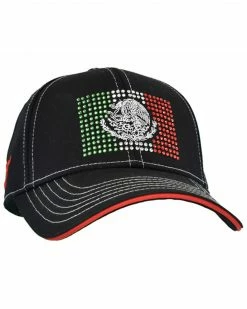 Cowboy Hardware Women's Black Mexican Flag Crystal Ladies Baseball Cap
