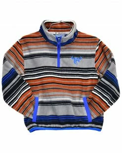Cowboy Hardware Boys' Serape Stripe Polar Fleece Cadet Quarter Zip Sweatshirt Blue
