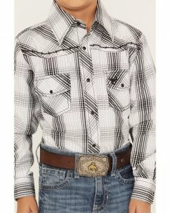 Cowboy Hardware Boys' Forge Plaid Print Long Sleeve Snap Western Shirt White -Cowboy Hardware Shop 2000376441 100 P3