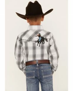 Cowboy Hardware Boys' Forge Plaid Print Long Sleeve Snap Western Shirt White -Cowboy Hardware Shop 2000376441 100 P4