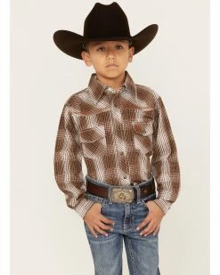 Cowboy Hardware Boys' Forge Plaid Print Long Sleeve Snap Western Shirt White -Cowboy Hardware Shop 2000376441 200 P1