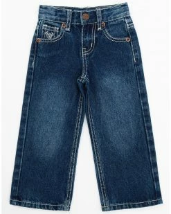 Cowboy Hardware Toddler-Boys' Medium Wash Born To Rope Embroidered Bootcut Jeans Blue