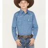 Cowboy Hardware Boys' Star Print Long Sleeve Snap Western Shirt Blue -Cowboy Hardware Shop 2000376455 400 P1