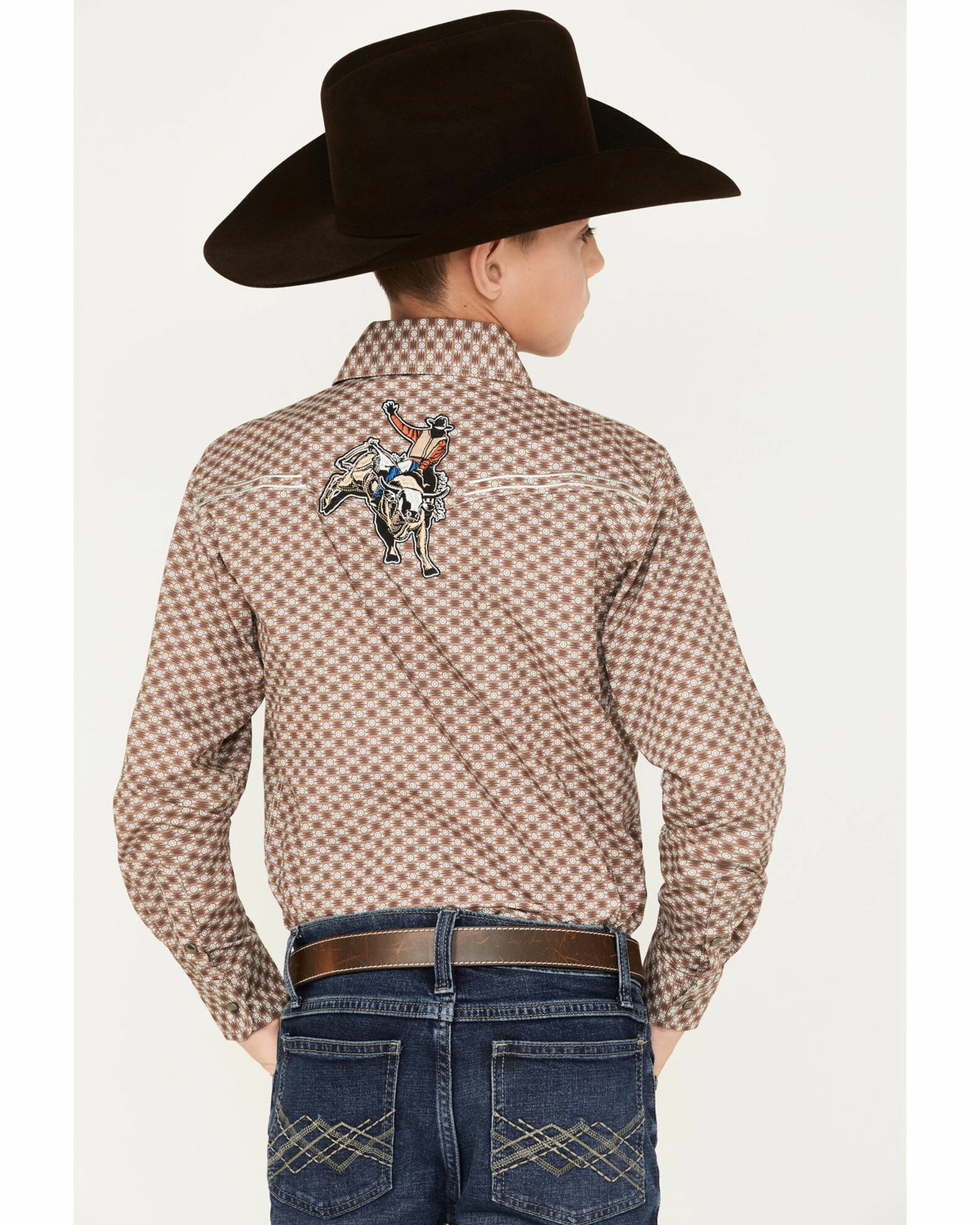 Cowboy Hardware Boys' Rolodex Geo Print Long Sleeve Snap Western Shirt Brown 6 Cowboy Hardware Boys' Rolodex Geo Print Long Sleeve Snap Western Shirt Brown - Image 4