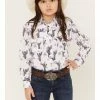 Cowboy Hardware Girls' White & Purple Cactus Rose Long Sleeve Snap Shirt -Cowboy Hardware Shop 2000376471 100 P1