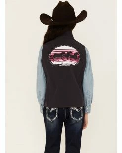 Cowboy Hardware Girls' Black Sunset Triple Horse Vest -Cowboy Hardware Shop 2000376478 001 P3