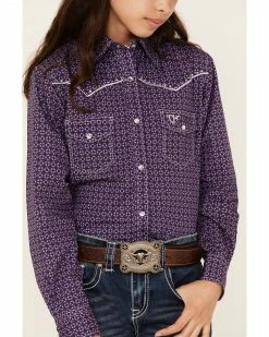 Cowboy Hardware Girls' Purple Star Print Long Sleeve Snap Shirt 8 Cowboy Hardware Girls' Purple Star Print Long Sleeve Snap Shirt -Cowboy Hardware Shop 2000376483 500 P3
