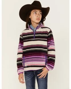 Cowboy Hardware Girls' Purple Serape Polar Fleece Pullover