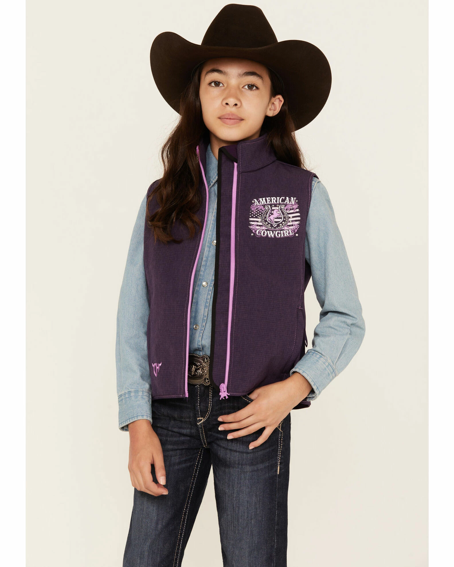 Cowboy Hardware Girls' Purple American Cowgirl Vest 3 Cowboy Hardware Girls' Purple American Cowgirl Vest