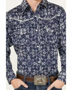 Cowboy Hardware Boys' Bandana Print Long Sleeve Snap Western Shirt Grey -Cowboy Hardware Shop 2000376535 410 P3