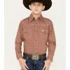 Cowboy Hardware Boys' Geo Print Long Sleeve Snap Western Shirt Rust Copper -Cowboy Hardware Shop 2000376536 220 P1