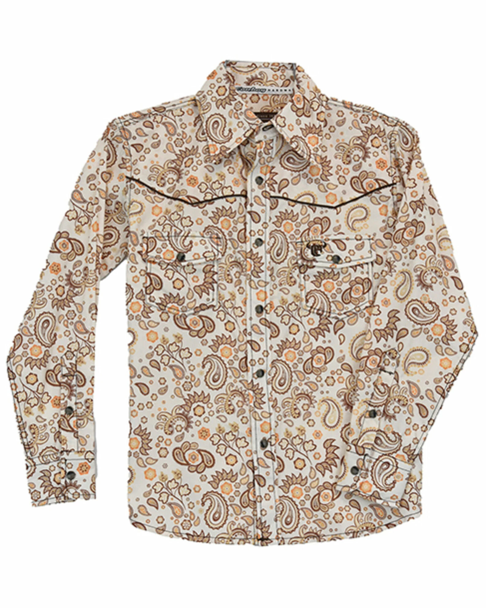 Cowboy Hardware Boys' Paisley Print Long Sleeve Snap Western Shirt Cream 3 Cowboy Hardware Boys' Paisley Print Long Sleeve Snap Western Shirt Cream
