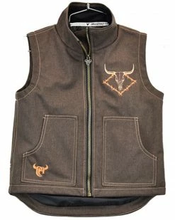 Cowboy Hardware Boys' Steer Head Graphic Tech Woodsman Vest Chocolate -Cowboy Hardware Shop 2000376539 240 P1 1