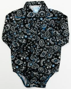 Cowboy Hardware Boys' Paisley Print Long Sleeve Snap Western Shirt Onesie - Infant Black -Cowboy Hardware Shop 2000376542 001 P1 1