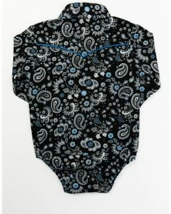 Cowboy Hardware Boys' Paisley Print Long Sleeve Snap Western Shirt Onesie - Infant Black -Cowboy Hardware Shop 2000376542 001 P3