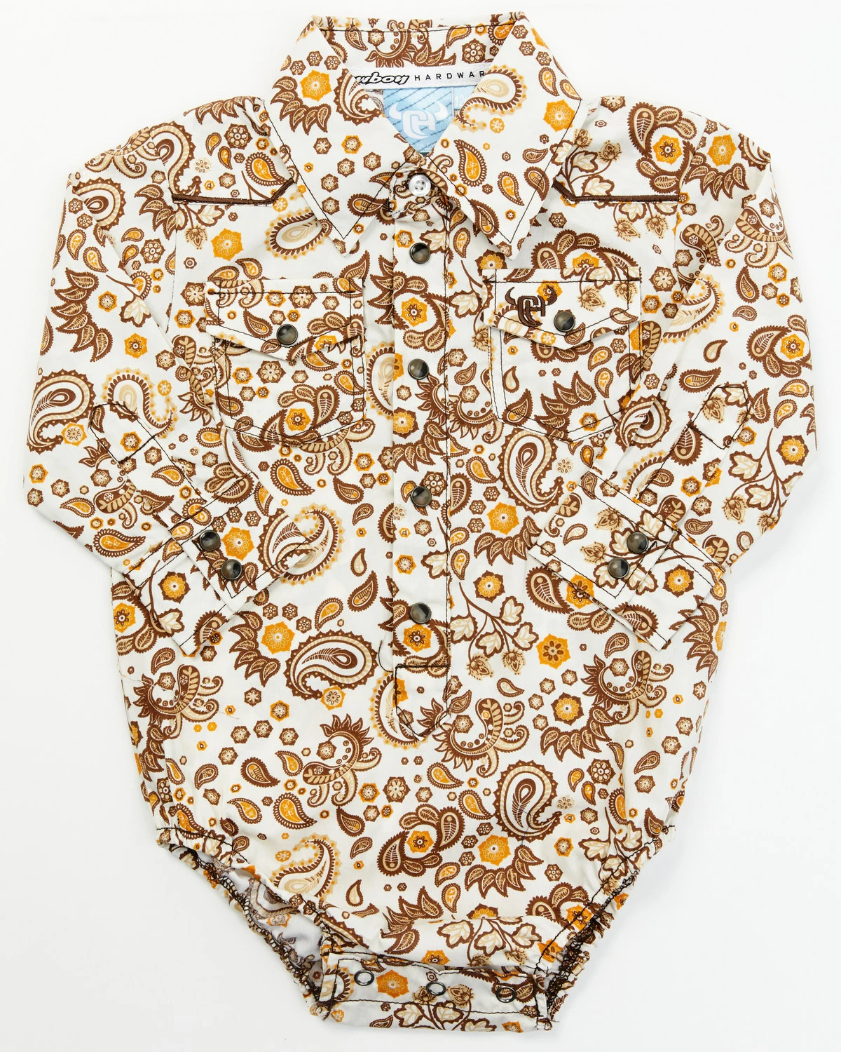 Cowboy Hardware Boys' Paisley Print Long Sleeve Snap Western Shirt Onsie - Infant For Infant-Boys' Cream 5 Cowboy Hardware Boys' Paisley Print Long Sleeve Snap Western Shirt Onsie - Infant For Infant-Boys' Cream - Image 4