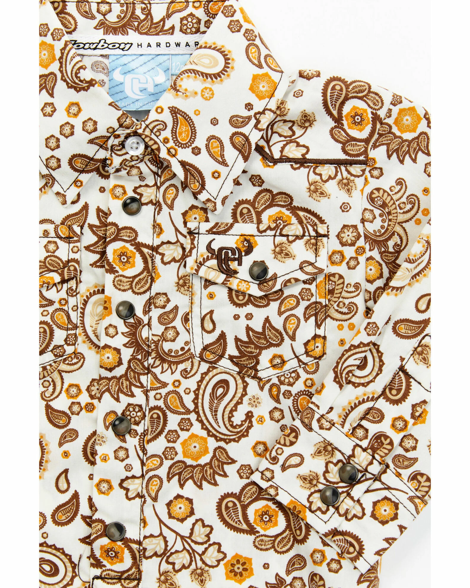 Cowboy Hardware Boys' Paisley Print Long Sleeve Snap Western Shirt Onsie - Infant For Infant-Boys' Cream 3 Cowboy Hardware Boys' Paisley Print Long Sleeve Snap Western Shirt Onsie - Infant For Infant-Boys' Cream - Image 2
