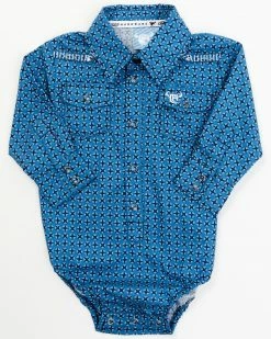 Cowboy Hardware Circle Star Long Sleeve Snap Western Onesie - Infant For Infant-Boys'