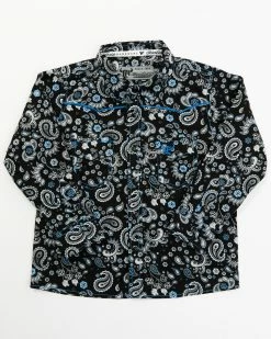Cowboy Hardware Toddler-Boys' Paisley Print Long Sleeve Snap Western Shirt Black -Cowboy Hardware Shop 2000376585 001 P1