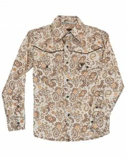 Cowboy Hardware Toddler-Boys' Paisley Print Long Sleeve Snap Western Shirt Black