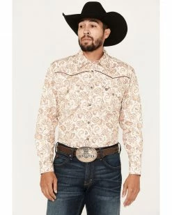 Cowboy Hardware Men's Paisley Print Snap Western Shirt  Cream