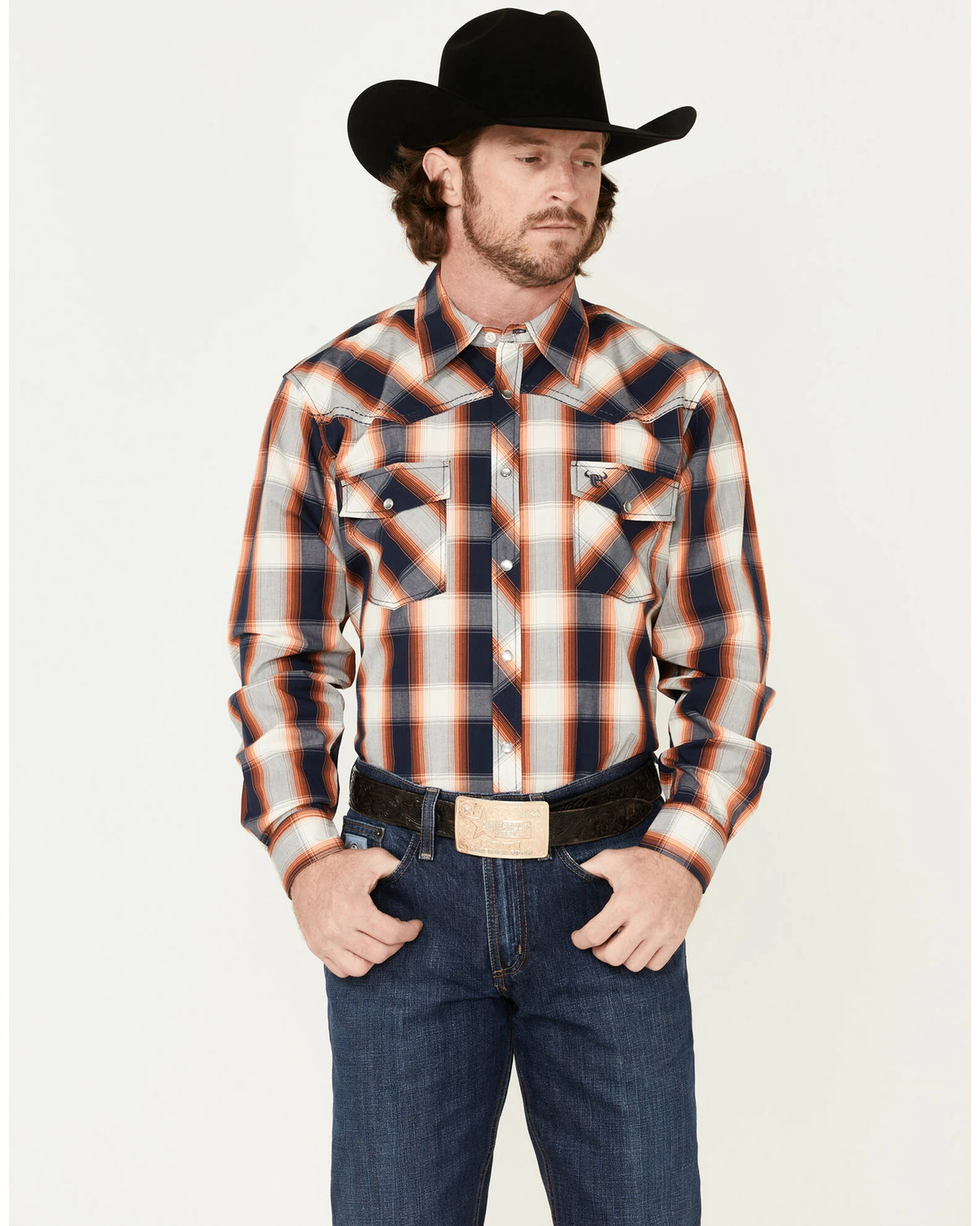 Cowboy Hardware Men's Hombre Large Plaid Snap Western Shirt 3 Cowboy Hardware Men's Hombre Large Plaid Snap Western Shirt