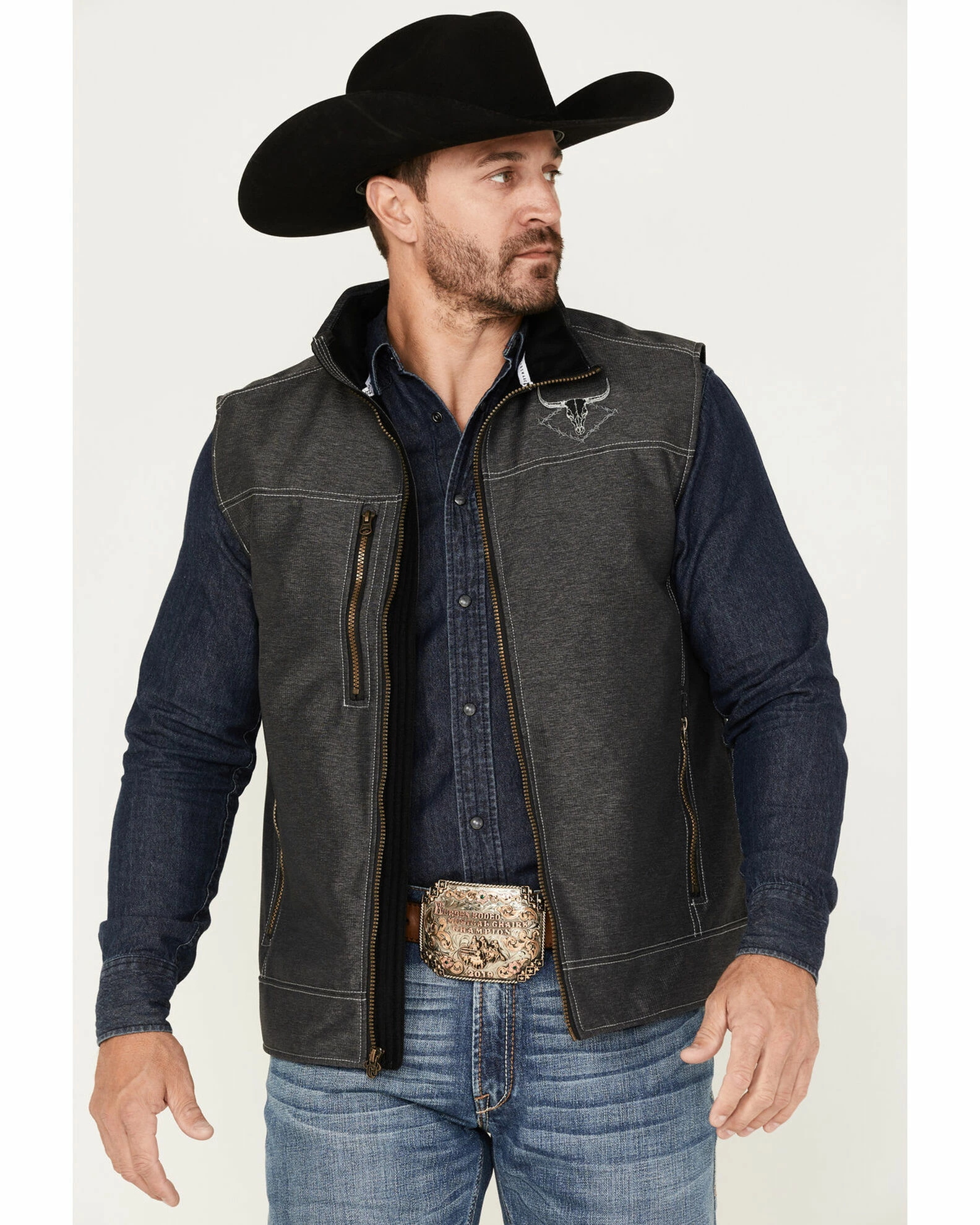 Cowboy Hardware Men's Logo Embroidered Woodsman Tech Vest Black 2 Cowboy Hardware Men's Logo Embroidered Woodsman Tech Vest Black