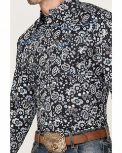 Cowboy Hardware Men's Paisley Print Snap Western Shirt  Black -Cowboy Hardware Shop 2000378810 001 P3
