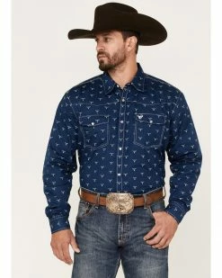 Cowboy Hardware Men's All-Over Skull Print Snap Western Shirt  Navy -Cowboy Hardware Shop 2000378811 410 P1 1