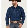 Cowboy Hardware Men's All-Over Skull Print Snap Western Shirt  Navy
