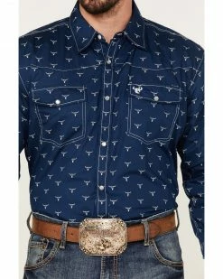 Cowboy Hardware Men's All-Over Skull Print Snap Western Shirt  Navy -Cowboy Hardware Shop 2000378811 410 P3