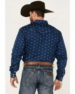 Cowboy Hardware Men's All-Over Skull Print Snap Western Shirt  Navy -Cowboy Hardware Shop 2000378811 410 P4