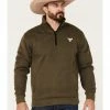 Cowboy Hardware Men's 1/4 Zip Classic Herringbone Cadet Sweatshirt  Olive -Cowboy Hardware Shop 2000378814 341 P1